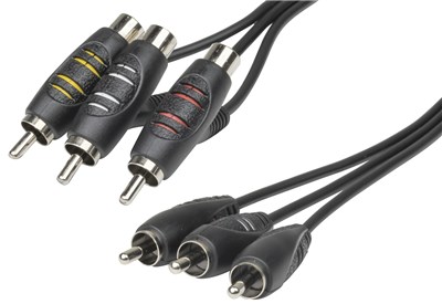 GENERIC/UNSPECIFIED 3-WAY RCA PIGGYBACK SPLITTER CABLE - 1.5M AUDIO VIDEO LEAD