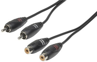 GENERIC 1.5M RCA AUDIO CABLE: 2 PLUGS TO 2 SOCKETS EXTENSION