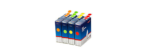 UNSPECIFIED MANUFACTURER FLUORO RED PERMANENT 14MM CIRCULAR LABEL DISPENSER BOX