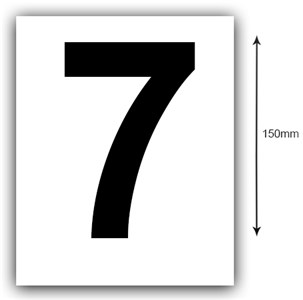 UNBRANDED/GENERIC 150MM BLACK ON WHITE BOAT REGISTRATION STICKER NUMBER 7