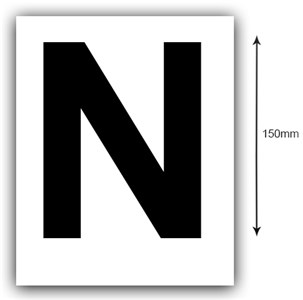 GENERIC MARINE 150MM BLACK LETTER N BOAT REGISTRATION STICKERS - WHITE BACKGROUND