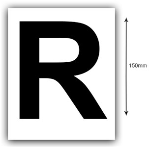 UNBRANDED/GENERIC 150MM BLACK LETTER R BOAT REGISTRATION STICKERS - WHITE