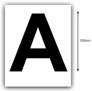 UNSPECIFIED MANUFACTURER 150MM BLACK ON WHITE BOAT REGISTRATION LETTER 'A' STICKER