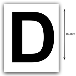 GENERIC/UNSPECIFIED MANUFACTURER 150MM BLACK LETTER 'D' BOAT REGISTRATION STICKERS - WHITE