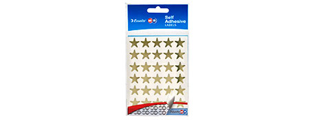 QUIKSTIK GOLD STAR LABELS 15MM HANGSELL PACK - PERMANENT ADHESIVE