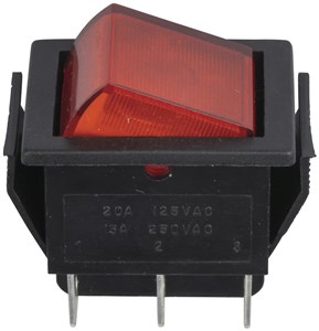 MAINS ILLUMINATED 240V 15A DPDT ILLUMINATED ROCKER SWITCH - BLACK BODY