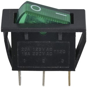 SPST 240V 15A ILLUMINATED ROCKER SWITCH WITH SPADE LUGS