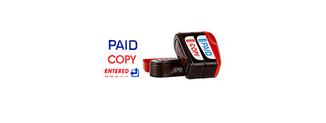 DESKMATE 3-IN-1 PRE-INKED OFFICE STAMP STACK FOR QUICK IMPRESSIONS