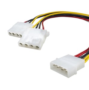 GENERIC/STANDARD COMPONENT PC POWER SPLITTER CABLE: 2 X 4-PIN MALE TO 1 X 4-PIN FEMALE