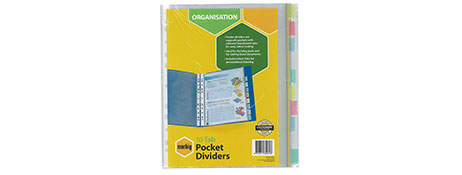 MARBIG A4 CLEAR INDEX DIVIDERS WITH COPYSAFE POCKETS