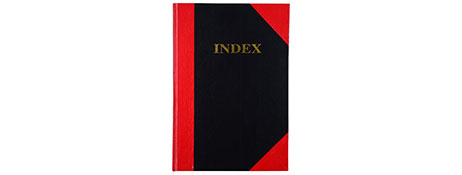 UNSPECIFIED MANUFACTURER A5 HARDCOVER INDEXED NOTEBOOK - RED CORNERS, FEINT RULED