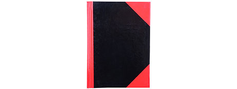 UNSPECIFIED MANUFACTURER RED/BLACK GLOSS HARDCOVER A6 NOTEBOOK - 200 FEINT RULED PAGES