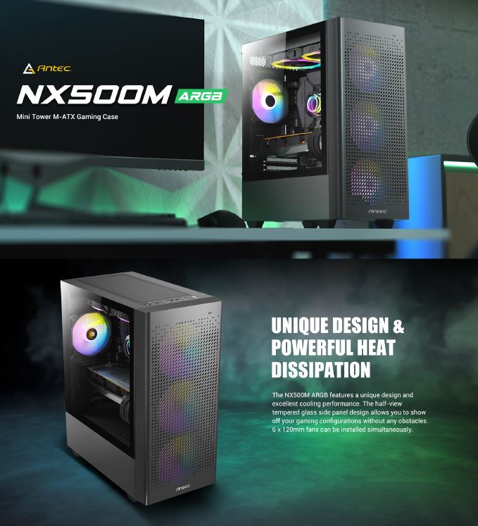 ANTEC NX500M ARGB MID-TOWER CASE FOR PC BUILDERS