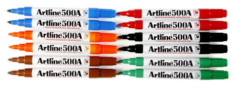 ARTLINE 500A DRY ERASE MARKERS ASSORTED COLOURS 0.4MM BULLET NIB