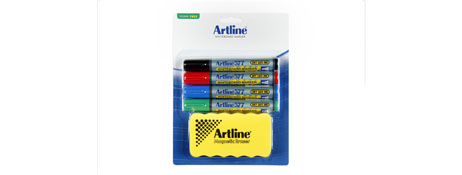 ARTLINE 577 DRY SAFE WHITEBOARD MARKERS 4 PACK WITH ERASER