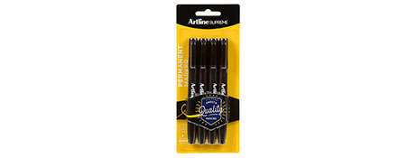 ARTLINE SUPREME BLACK PERMANENT MARKERS - 1MM BULLET TIP PACK