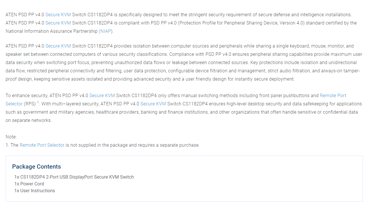 ATEN 4-PORT USB DISPLAYPORT KVM SWITCH WITH AUDIO