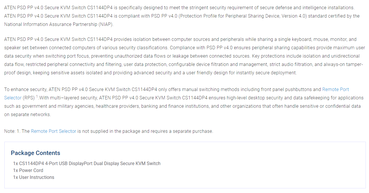 ATEN 4-PORT DUAL DISPLAY USB-C KVM SWITCH FOR PC