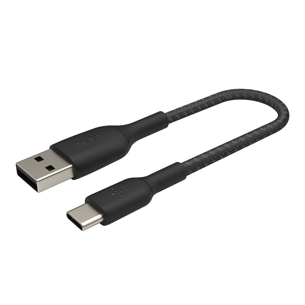 BELKIN 0.15M USB-A TO USB-C BRAIDED CABLE - BLACK