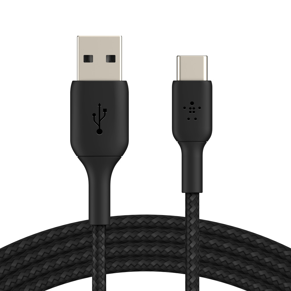 BELKIN 1M USB-A TO USB-C BRAIDED CABLE - BLACK