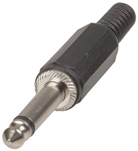UNSPECIFIED MANUFACTURER BLACK 6.5MM MONO PHONO LINE PLUG FOR AUDIO CONNECTIONS
