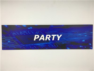UNSPECIFIED MANUFACTURER BLUE 'PARTY' RESELLER CATEGORY SIGN FOR RETAIL DISPLAYS