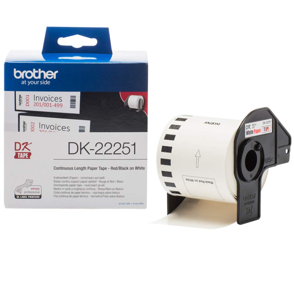 BROTHER DK-22251 CONTINUOUS LENGTH BLACK/WHITE LABEL ROLL