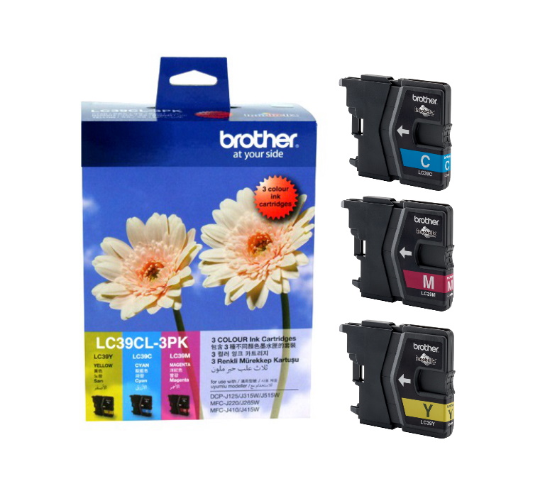 BROTHER LC-39CL 3-PACK COLOUR INK CARTRIDGES FOR RELIABLE PRINTING