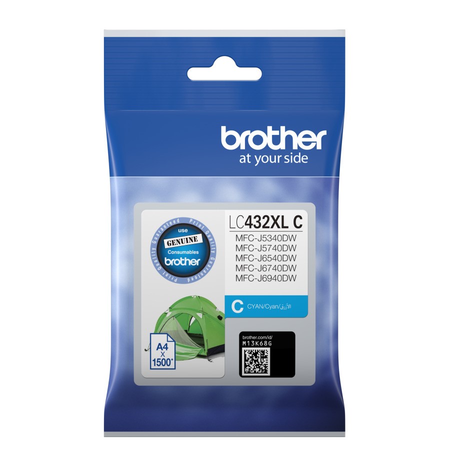 BROTHER LC432XLC HIGH YIELD CYAN INK CARTRIDGE FOR RELIABLE PRINTING