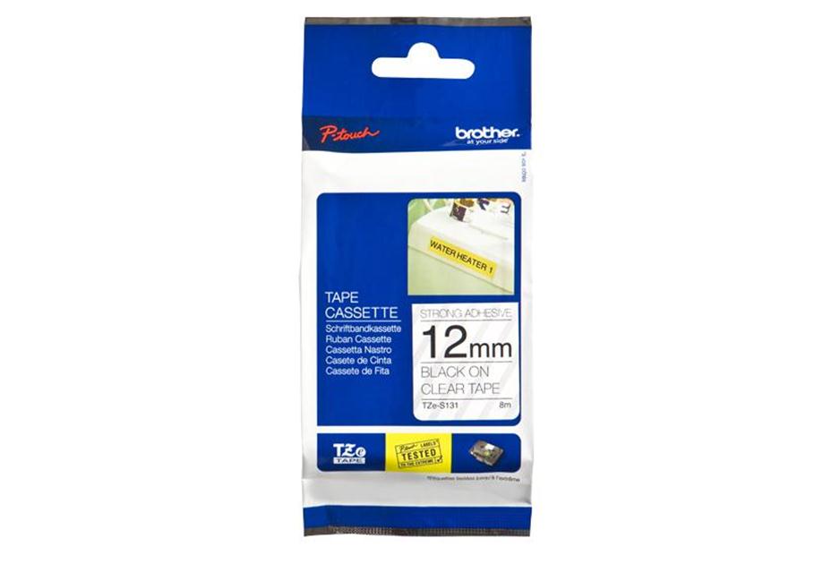 BROTHER TZE-S131 BLACK ON WHITE STRONG ADHESIVE TAPE 12MM