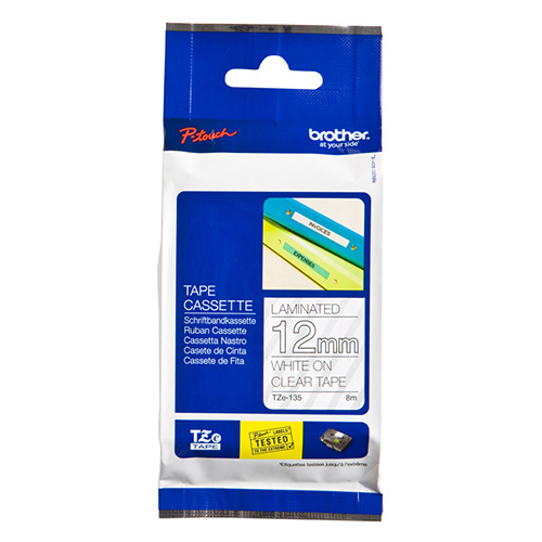 BROTHER TZE-135 BLACK ON CLEAR LABEL TAPE 12MM