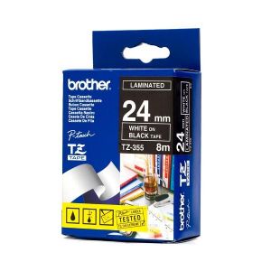 BROTHER TZE-355 BLACK ON WHITE LABEL TAPE 24MM
