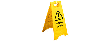 CLEANLINK BRIGHT YELLOW FLAT FOLD A-FRAME SAFETY SIGN FOR WORK AREAS