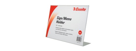 ESSELTE A4 LANDSCAPE SLANTED MENU HOLDER - CLEAR PRESENTATION STAND