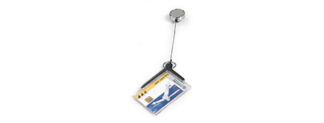 UNSPECIFIED MANUFACTURER CLEAR ACRYLIC ID CARD HOLDER WITH CHROME BADGE REEL