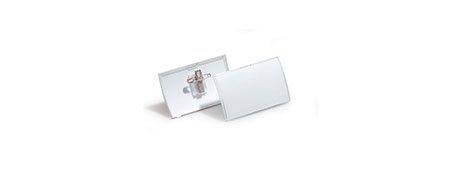 DURAPRINT (IMPLIED BY TEMPLATE LINK) CLEAR CONVEX NAME BADGE WITH PIN & CLIP FASTENING