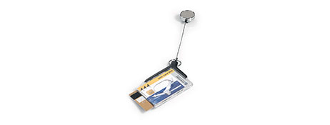 UNSPECIFIED MANUFACTURER CLEAR ACRYLIC ID CARD HOLDER WITH CHROME BADGE REEL