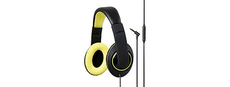 KENSINGTON YELLOW OVER-EAR STEREO HEADPHONES WITH MIC