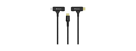 VERBATIM 2-IN-1 LIGHTNING & USB-C CABLE WITH KEVLAR FOR FAST CHARGING