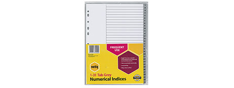 MARBIG A4 GREY POLYPROPYLENE INDEX DIVIDERS FOR EASY FILING