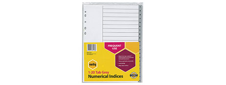 MARBIG A4 GREY POLYPROPYLENE INDEX DIVIDERS FOR EASY FILING