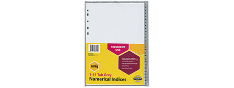 MARBIG A4 GREY POLYPROPYLENE INDEX DIVIDERS FOR EASY FILING
