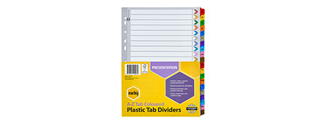 MARBIG A4 MULTI-COLOUR INDEX DIVIDERS FOR FILING