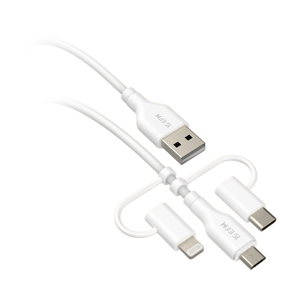 EFM 3-IN-1 USB CABLE 2M - CHARGE ALL DEVICES FAST