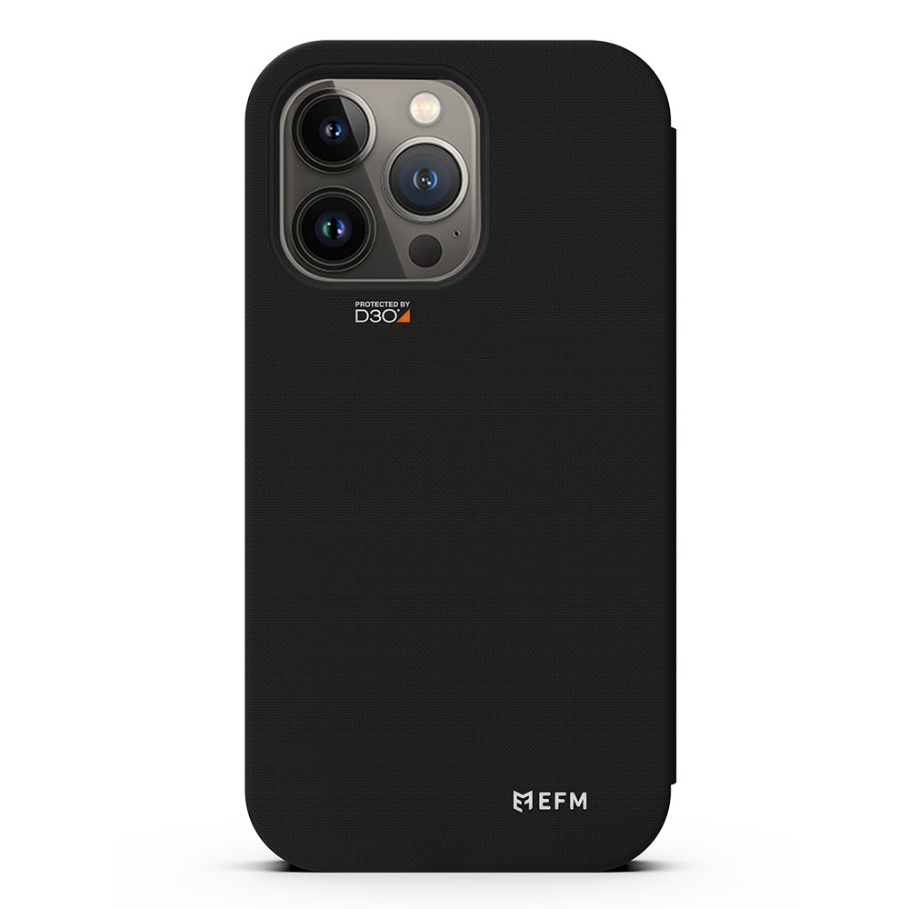 EFM MIAMI LEATHER WALLET CASE FOR IPHONE 13 PRO MAX - SMOKE BLACK