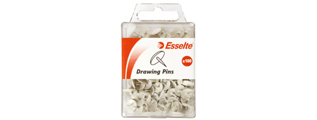 ESSELTE WHITE DRAWING PINS 100 PACK - RELIABLE PINNING SOLUTION
