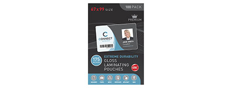 GBC 175 MICRON BADGE LAMINATING POUCHES (67X99MM)