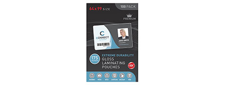 GBC 175 MICRON KEY CARD LAMINATING POUCHES (64X99MM)