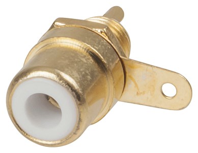 GENERIC/COMPONENT SUPPLIER WHITE GOLD-PLATED RCA CHASSIS SOCKET FOR AUDIO REPAIRS