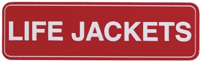 GENERIC SAFETY LABELING DURABLE 100X30MM 'LIFE JACKETS' CABINET & BULKHEAD IDENTIFICATION SIGNS